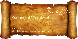 Kassay Árpád névjegykártya